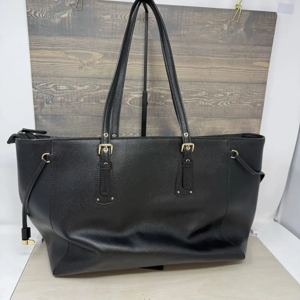Michael Kors Limited Edition Voyager Pebbled Leather Love Tote Black Bag Purse